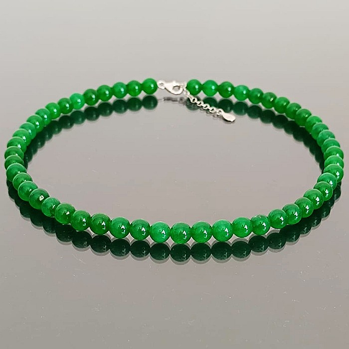Colier Kaskadda cu Jad Verde Malaezian de 8 mm si Inchizatoare din Argint | KASKADDA® [3]