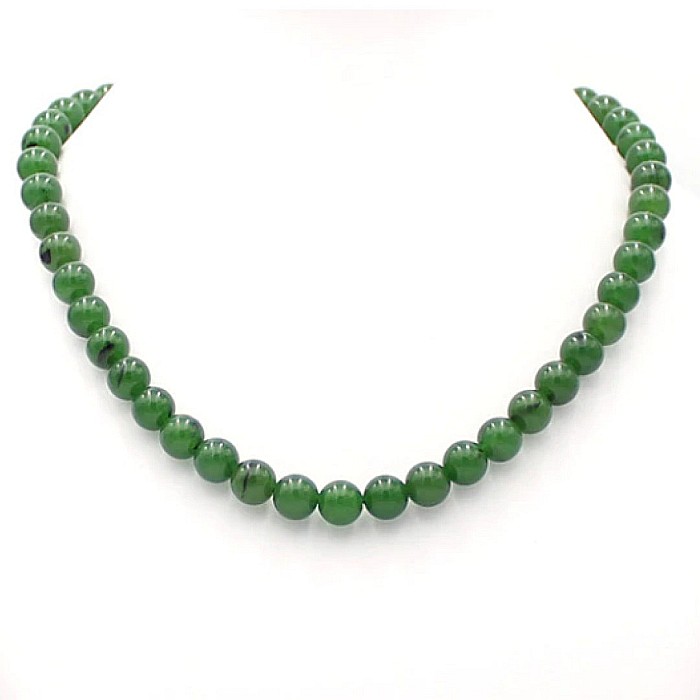 Colier Kaskadda cu Jad Verde Malaezian de 8 mm si Inchizatoare din Argint | KASKADDA® [2]