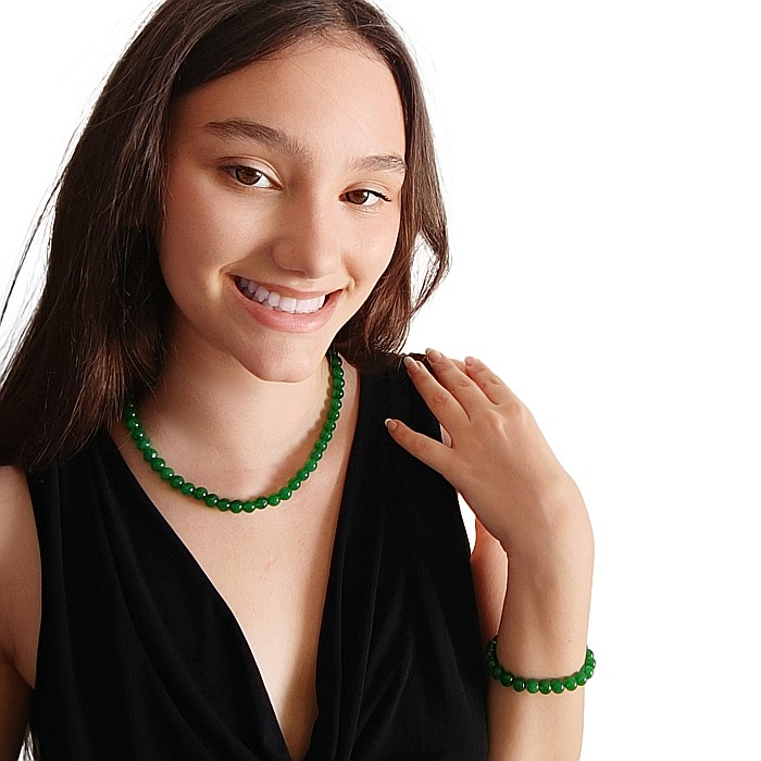Colier Kaskadda cu Jad Verde Malaezian de 8 mm si Inchizatoare din Argint | KASKADDA® [4]