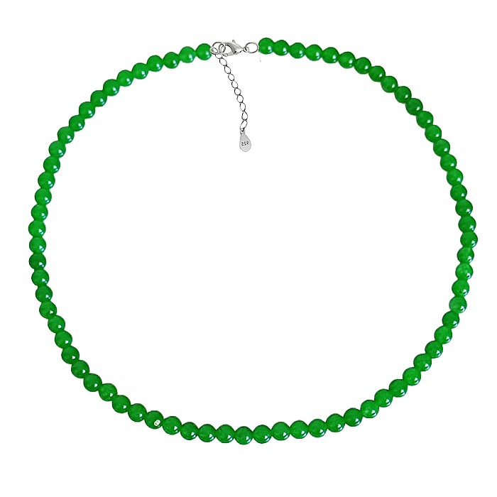 Colier Kaskadda Jad Verde Malaezian de 6 mm si Inchizatoare din Argint | KASKADDA® [6]
