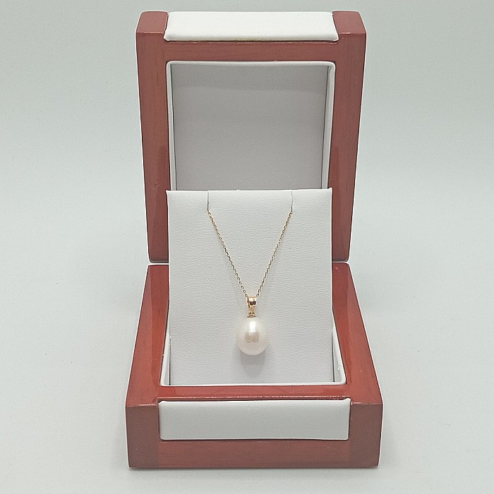 Colier Perla Naturală Albă, 11/9 mm, Lacrimă, Aur 14K (aur 585) | KASKADDA® [2]