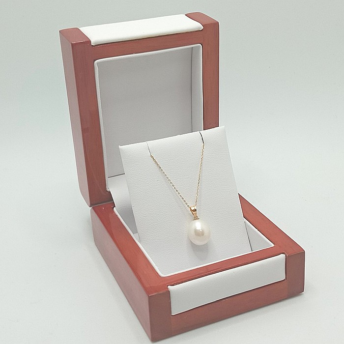 Colier Perla Naturală Albă, 12/9 mm, Lacrimă, Aur 14K (aur 585) | KASKADDA® [4]