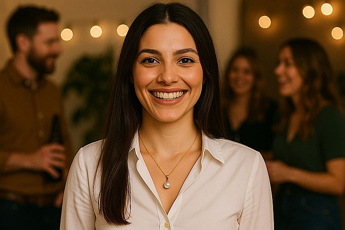 Colier Perla Naturală Albă, 8 mm, Calitate AAA, Aur 14K (aur 585) | KASKADDA® [4]