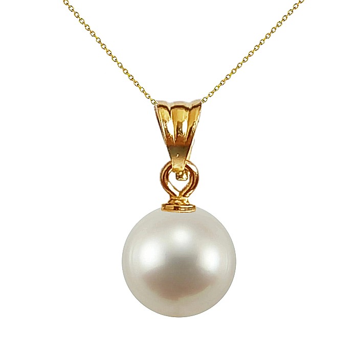 Colier Perla Naturală Albă, 8 mm, Calitate AAA, Aur 14K (aur 585) | KASKADDA® [2]