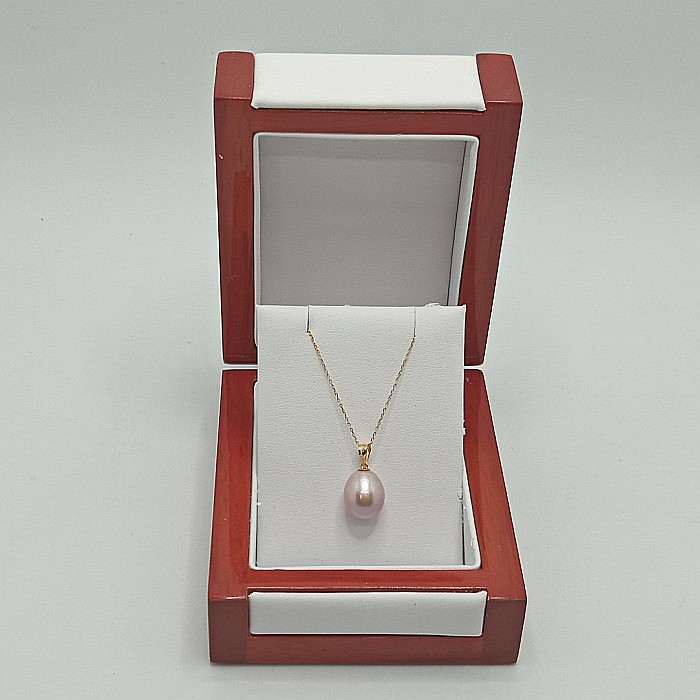 Colier Perla Naturala Lavandă, 11/9 mm, Lacrimă, Aur 14K (aur 585) | KASKADDA® [2]