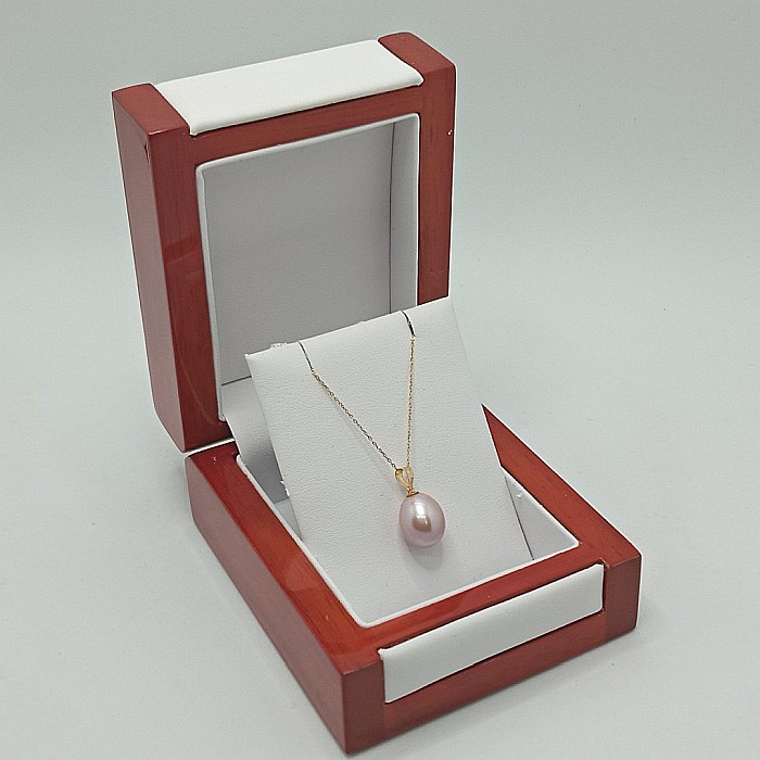 Colier Perla Naturală Lavandă, 12/9 mm, Lacrimă, Aur 14K (aur 585) | KASKADDA® [4]