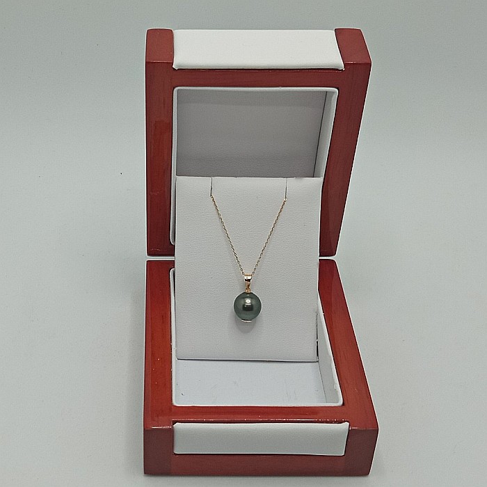 Colier Perlă Naturală Tahitiană 8-9 mm, AAA, Aur Galben 14K cu Pandantiv | KASKADDA® [4]