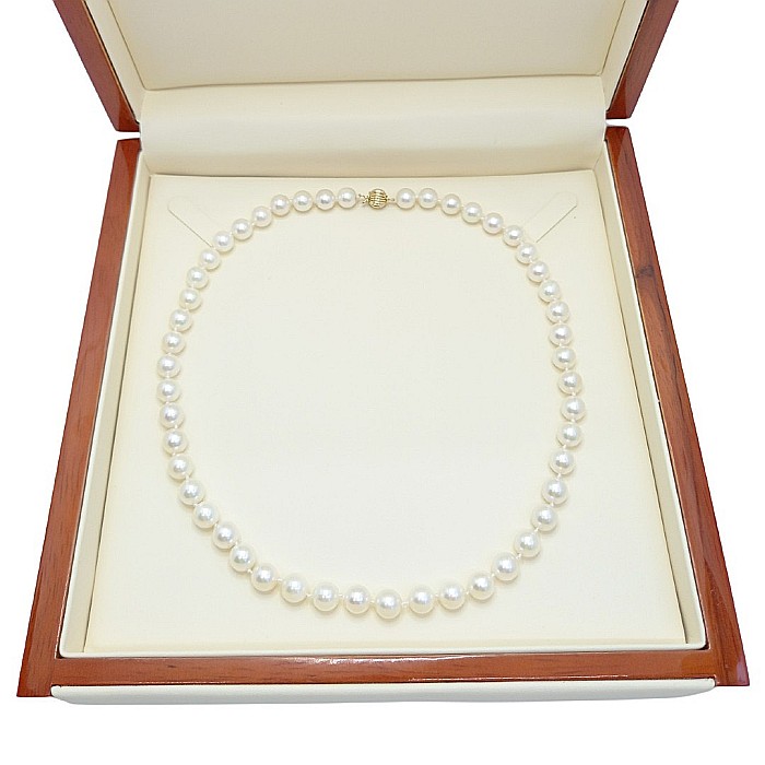 Colier Perle  Akoya Japoneze, AAA, 7–7,5 mm, Aur Galben 14K | KASKADDA® [7]