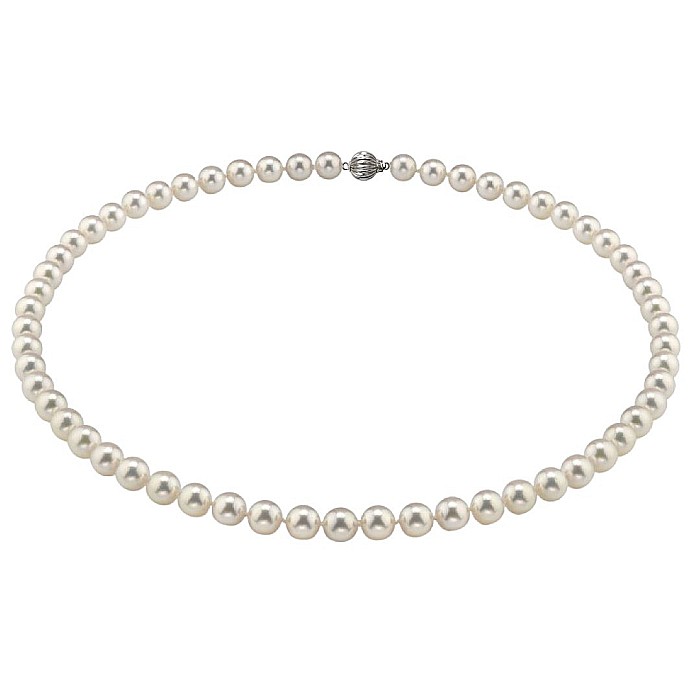 Colier Perle Akoya Japoneze, AAA, 7,5–8 mm, Aur Alb 14K | KASKADDA® [2]