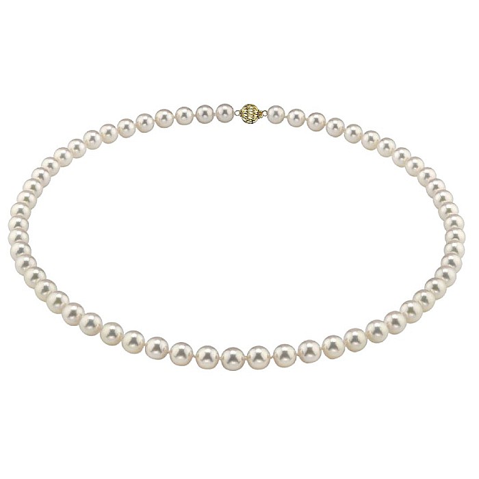 Colier Perle Akoya Japoneze 7,5–8 mm, Calitate AAA, Închizătoare Aur Galben 14K | KASKADDA® [2]