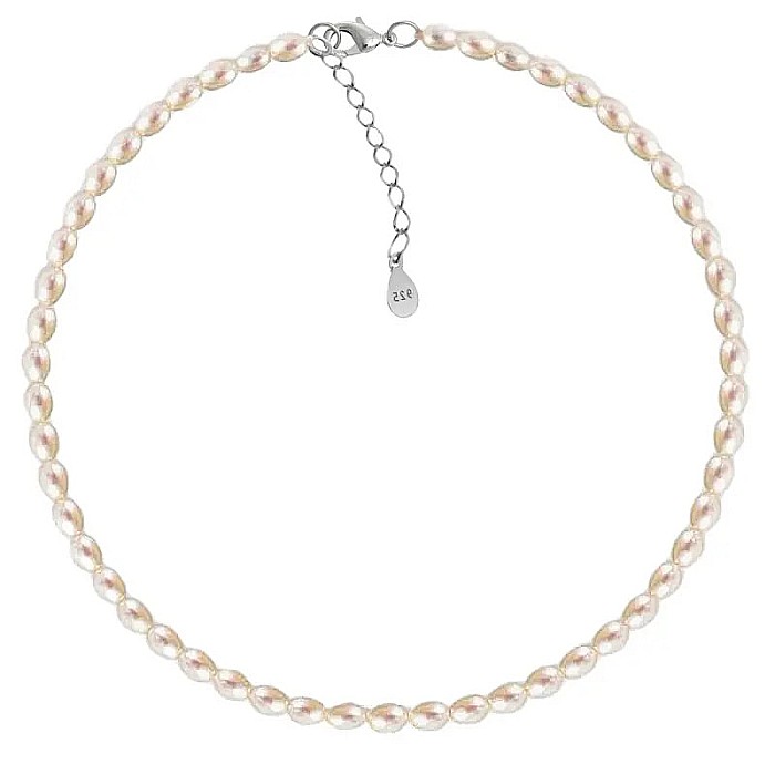 Colier Perle Naturale Albe 4/6 mm, Ovale, Închizătoare Argint 925 | KASKADDA® [4]