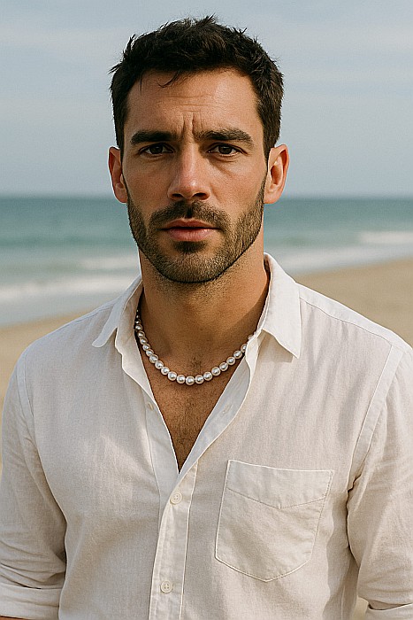 Colier Perle Barbati, Albe, 7–8 mm, Închizătoare Aur Galben 14K | KASKADDA® [9]