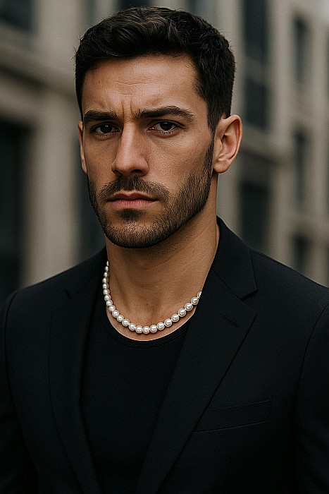 Colier Perle Barbati, Albe, 7–8 mm, Închizătoare Aur Galben 14K | KASKADDA® [2]