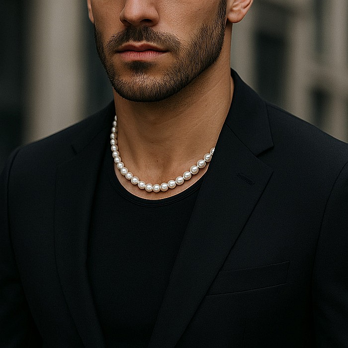 Colier Perle Barbati, Albe, 7–8 mm, Închizătoare Aur Galben 14K | KASKADDA® [7]