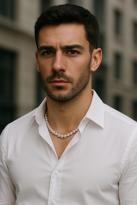 Colier Perle Barbati, Albe, 7–8 mm, Închizătoare Aur Galben 14K | KASKADDA® [8]