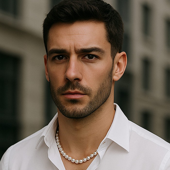 Colier Perle Barbati, Albe, 7–8 mm, Închizătoare Aur Galben 14K | KASKADDA® [11]