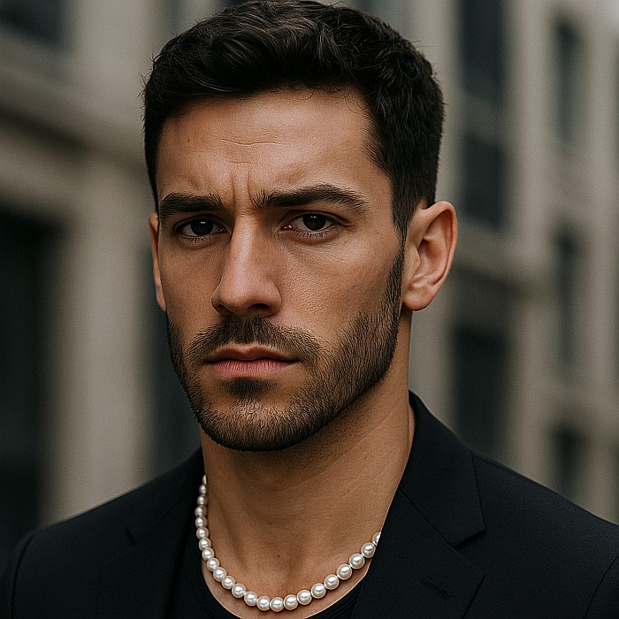 Colier Perle Barbati, Albe, 7–8 mm, Închizătoare Aur Galben 14K | KASKADDA® [6]