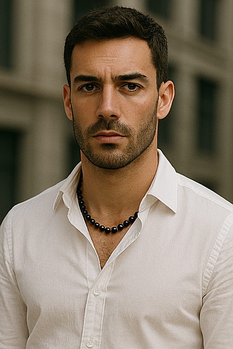 Colier Perle Bărbați, Negre, 7–8 mm, Argint 925, Lănțișor de Reglaj | KASKADDA® [5]