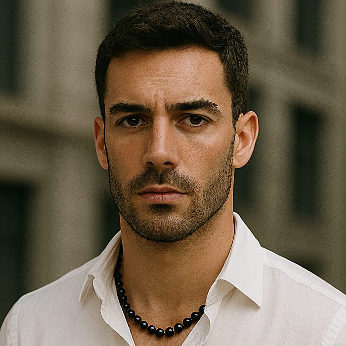 Colier Perle Bărbați, Negre, 7–8 mm, Aur Galben 14K, Design Fix | KASKADDA® [7]