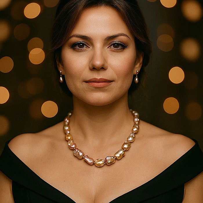 Colier Perle Mari Baroque Edison Lavandă, Aur 14K | KASKADDA® [2]