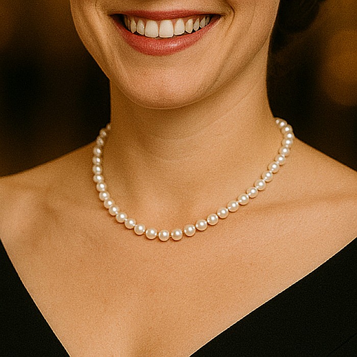 Colier Perle la Baza Gâtului 6–7 mm, Închizătoare Aur 14K | KASKADDA® [4]