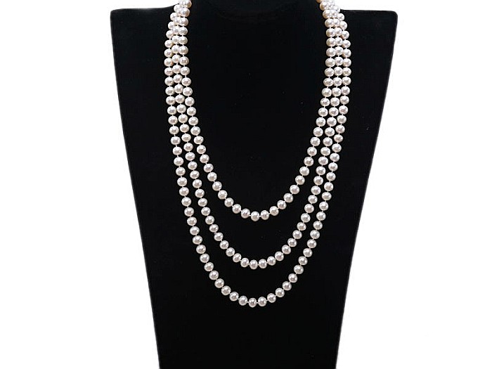 Colier Perle Naturale Albe 180 cm, AA+, Extra-Lung, Argint 925 | KASKADDA® [14]