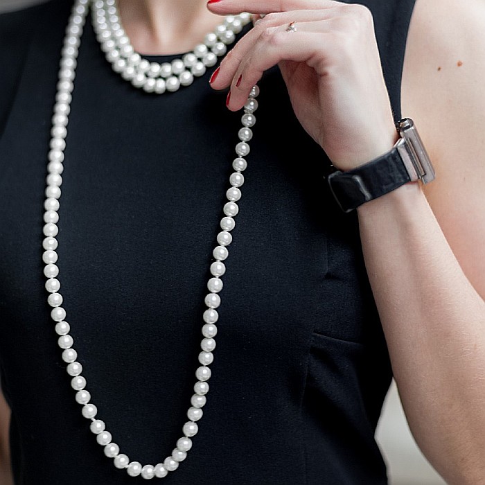 Colier Perle Naturale Albe 180 cm, AA+, Extra-Lung, Argint 925 | KASKADDA® [2]