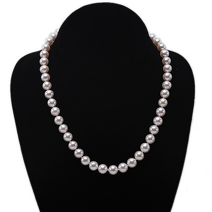 Colier Perle Naturale Albe Stunning White, AAAA, 9–10 mm, Aur 14K | KASKADDA® [2]