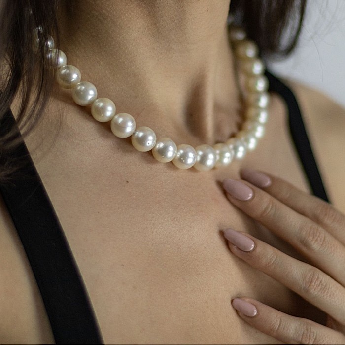 Colier Perle Naturale Albe 8,5–9,5 mm, AAA, Model Business, Aur Galben 14K | KASKADDA® [2]