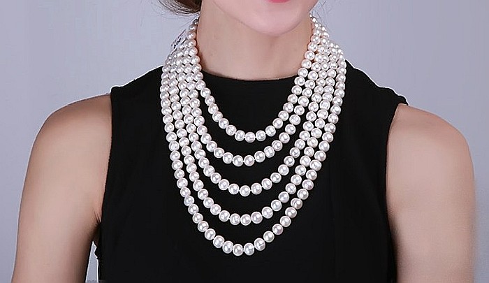 Colier Perle Naturale Albe, AA+, Extravagance, Argint 925 | KASKADDA® [9]