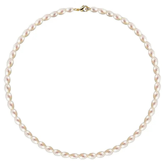 Colier Perle Naturale Ovale Albe cu Închizătoare Aur 14K (aur 585) | KASKADDA® [5]