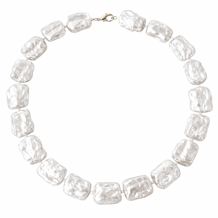 Colier Perle Naturale Baroque Albe și Închizătoare Aur 14K (aur 585) | KASKADDA® [3]