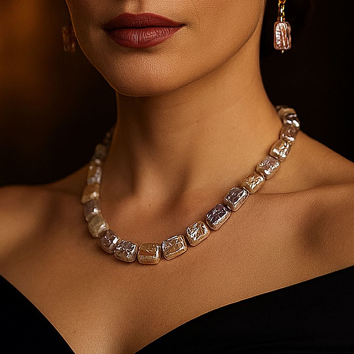 Colier Perle Naturale Baroque Multicolore și Închizătoare Argint 925 | KASKADDA® [1]