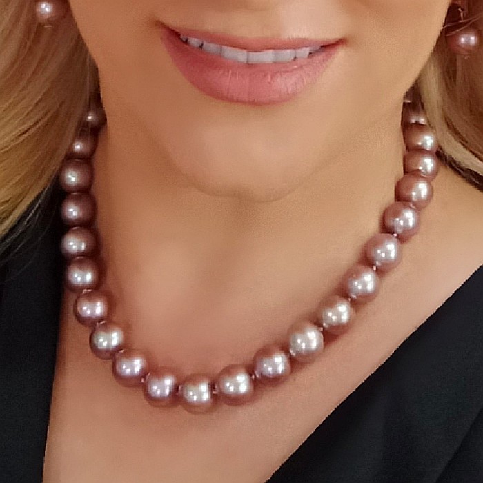 Colier Perle Naturale Edison Lavandă, AAA, 10–12 mm, Aur Galben 14K | KASKADDA® [8]