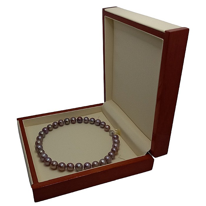 Colier Perle Naturale Edison Lavandă, AAA, 10–12 mm, Aur Alb 14K | KASKADDA® [14]