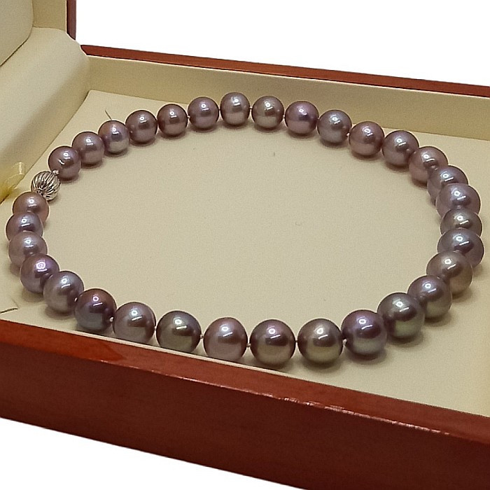 Colier Perle Naturale Edison Lavandă, AAA, 10–12 mm, Aur Alb 14K | KASKADDA® [9]