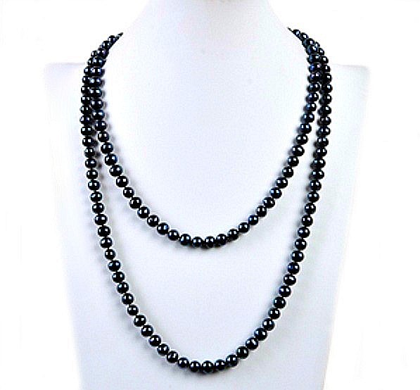 Colier Perle Naturale Negre, 120 cm, Lung, Calitate AA+, Argint 925 | KASKADDA® [4]