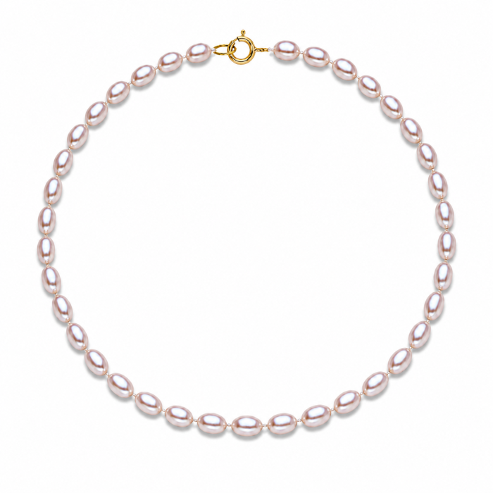 Colier Perle Naturale Ovale Lavanda cu Inchizatoare Aur 14K (aur 585)   KASKADDA