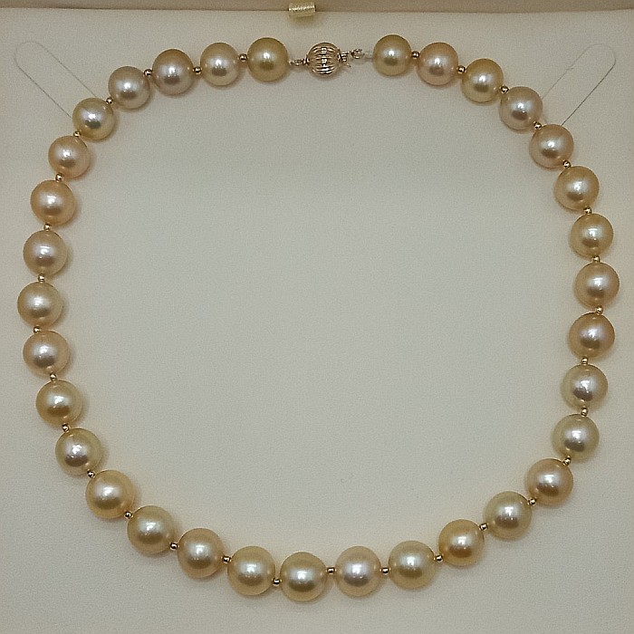 Colier Perle South Sea Aurii 9-11 mm, Aur Galben 14K cu Bile | KASKADDA® [5]