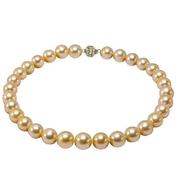 Colier Perle South Sea Aurii 9-11 mm, Aur Galben 14K cu Bile | KASKADDA® [2]