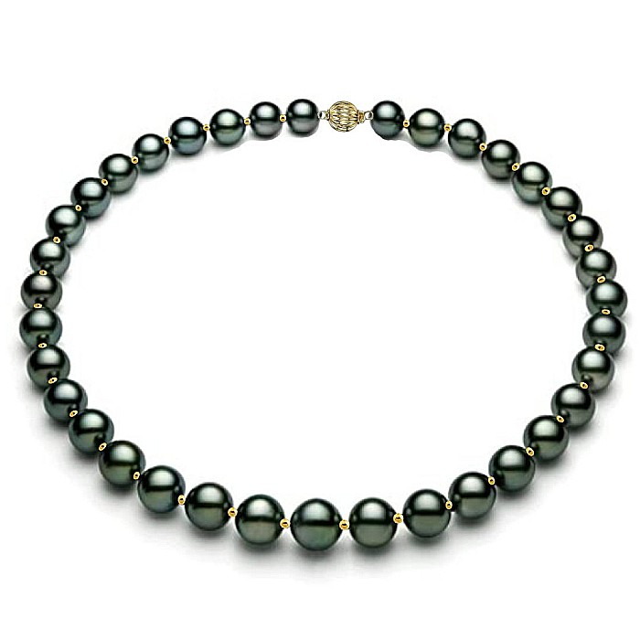 Colier Perle Tahitiene 9–11 mm, Aur Galben 14K cu Bile din Aur | KASKADDA® [2]