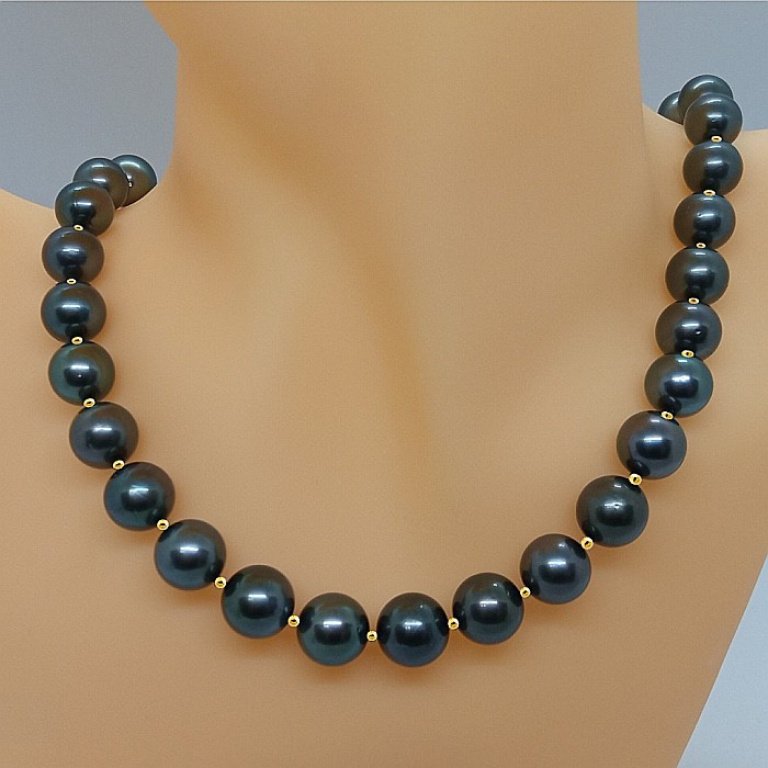 Colier Perle Tahitiene 9–11 mm, Aur Galben 14K cu Bile din Aur | KASKADDA® [6]