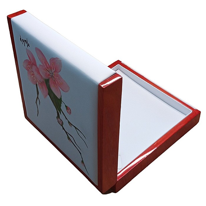 Cutie Bijuterii din Lemn si Piele Pictata Manual Flori de Cires [2]