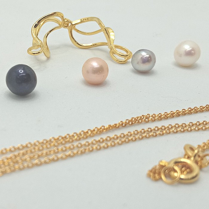 Perla Surpriza, Set Argint Placat cu Aur de 14 k si Perle Naturale [7]