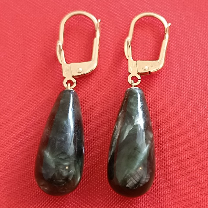 Set Aur Pandantiv si Cercei cu Pietre Semipretioase Rare de Seraphinite - Piatra Ingerilor [3]