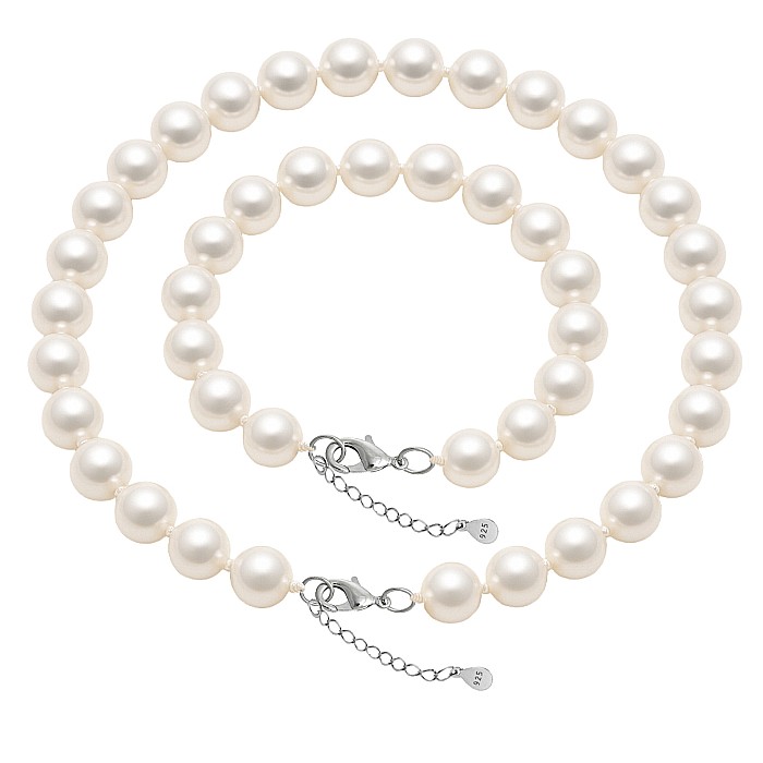 Set Business Perle Naturale Albe 8,5–9,5 mm – Colier și Brățară, Argint 925 | KASKADDA® [2]