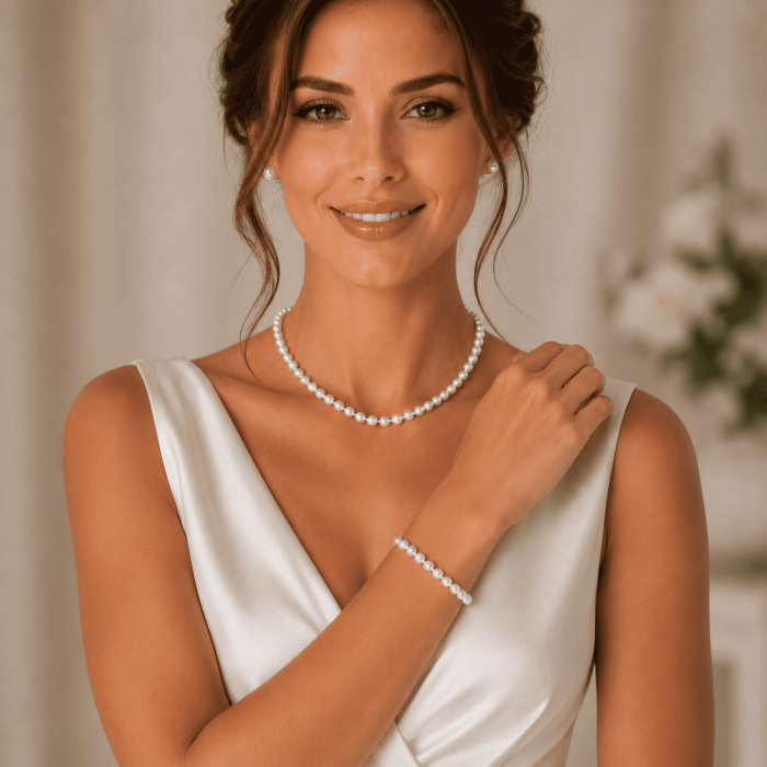 Set Perle Akoya Japoneze 5,5-6 mm - Colier și Brățară cu Închizători din Aur Alb 14K | KASKADDA® [2]