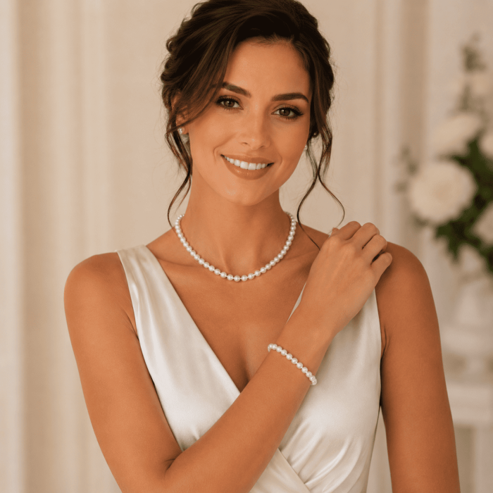 Set Perle Akoya Japoneze 5,5-6 mm - Colier și Brățară cu Închizători Filigranate, Aur Galben 14K | KASKADDA® [2]