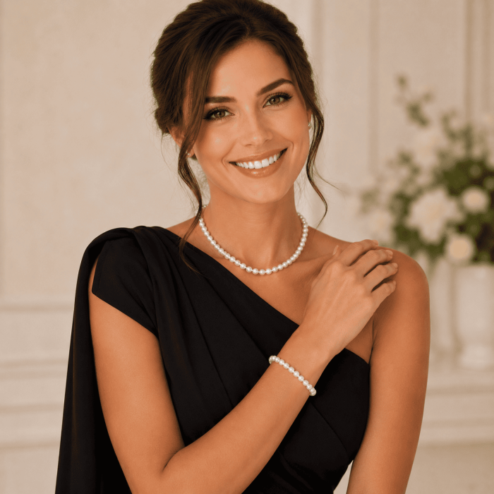 Set Perle Akoya Japoneze 5,5-6 mm - Colier și Brățară cu Închizători Sferice, Aur Galben 14K | KASKADDA® [2]