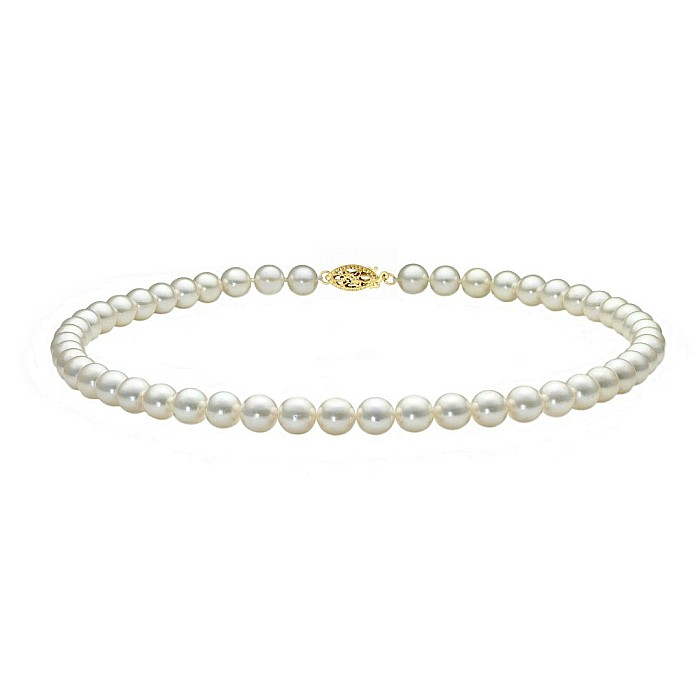 Set Perle Akoya Japoneze 7–7,5 mm – Colier, Brățară și Cercei cu Închizători Filigranate, Aur Galben 14K | KASKADDA® [2]